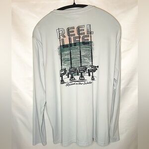 Men's Large Reel Life Gray Graphic Shirt